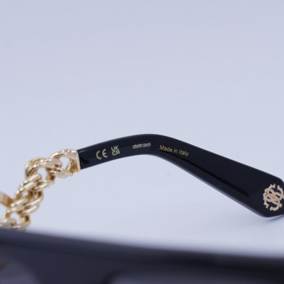 🕶️ New Roberto Cavalli SRC014M 0700 Sunglasses - Shiny Black/Gold Frame - Picture 4 of 11